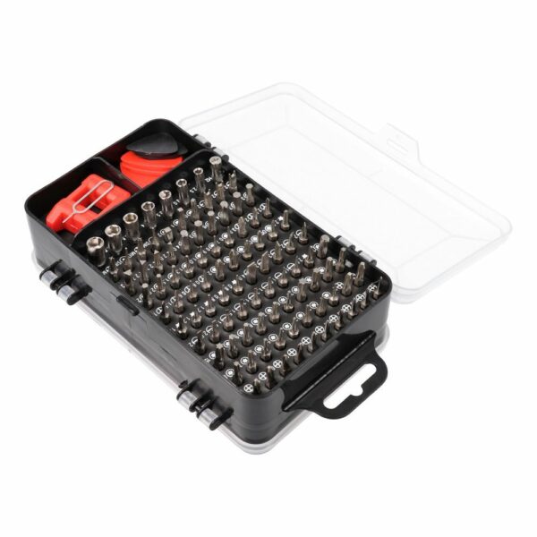 Set of service screwdrivers, bits 115-in-1 metal red