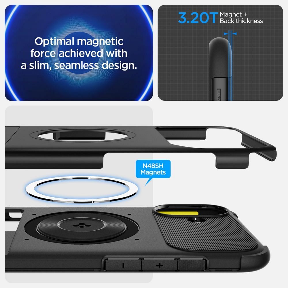 SPIGEN case SLIM ARMOR MAG compatible with MagSafe for IPHONE 16 black
