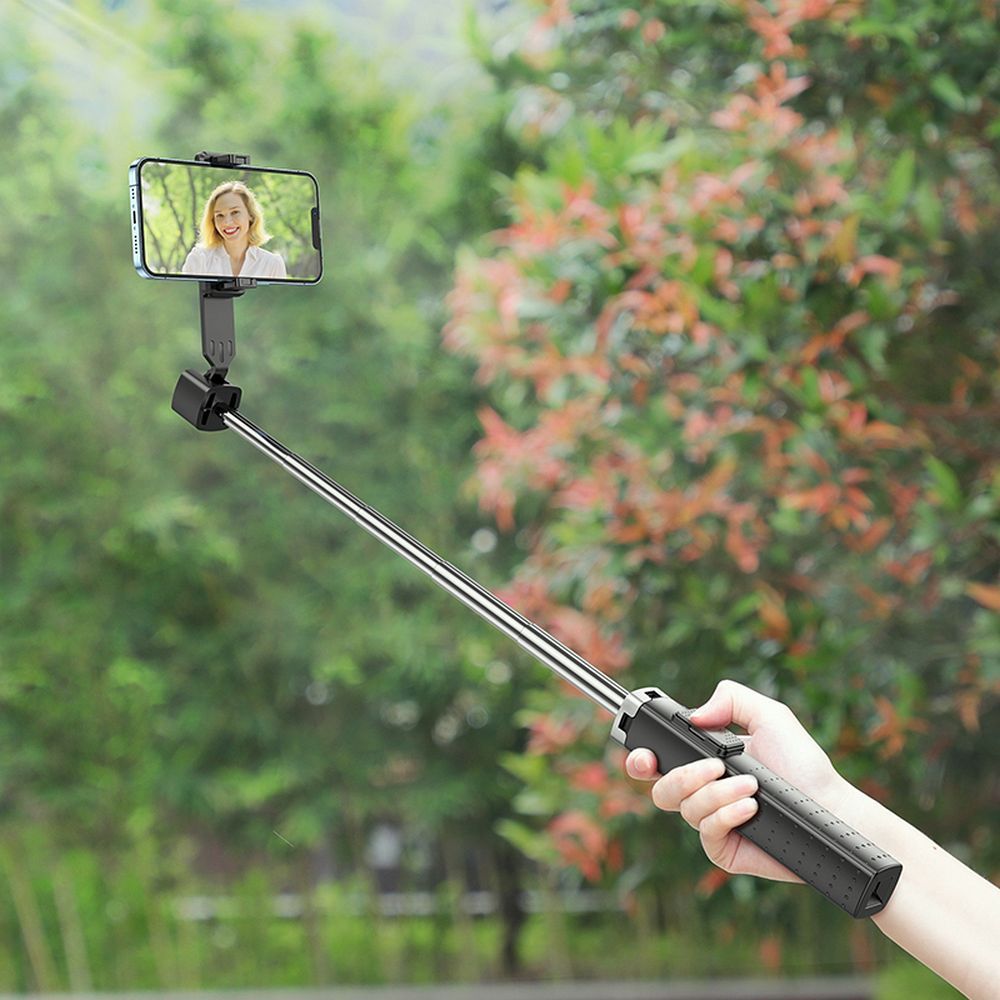 HOCO selfie stick with bluetooth remote control fourpod K18 black