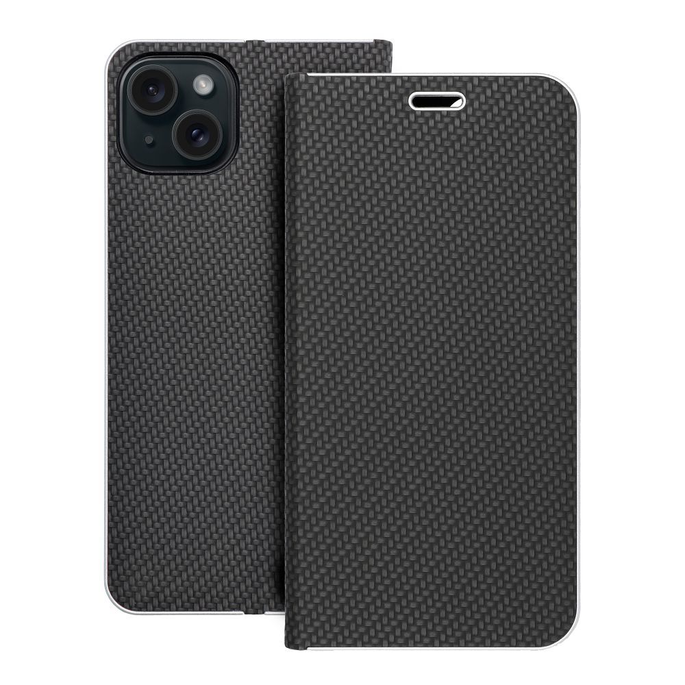39446f83bbadfef4a872a359c88ed15c LUNA Book Carbon for IPHONE 15 Plus black