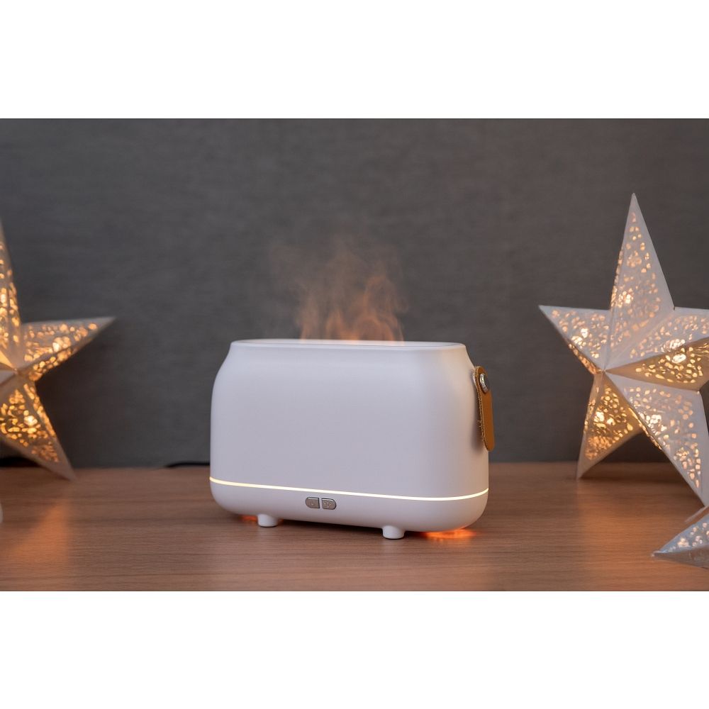 Colorful flame aromatherapy machine / humidifier / diffuser Art Deco model HZ005 white