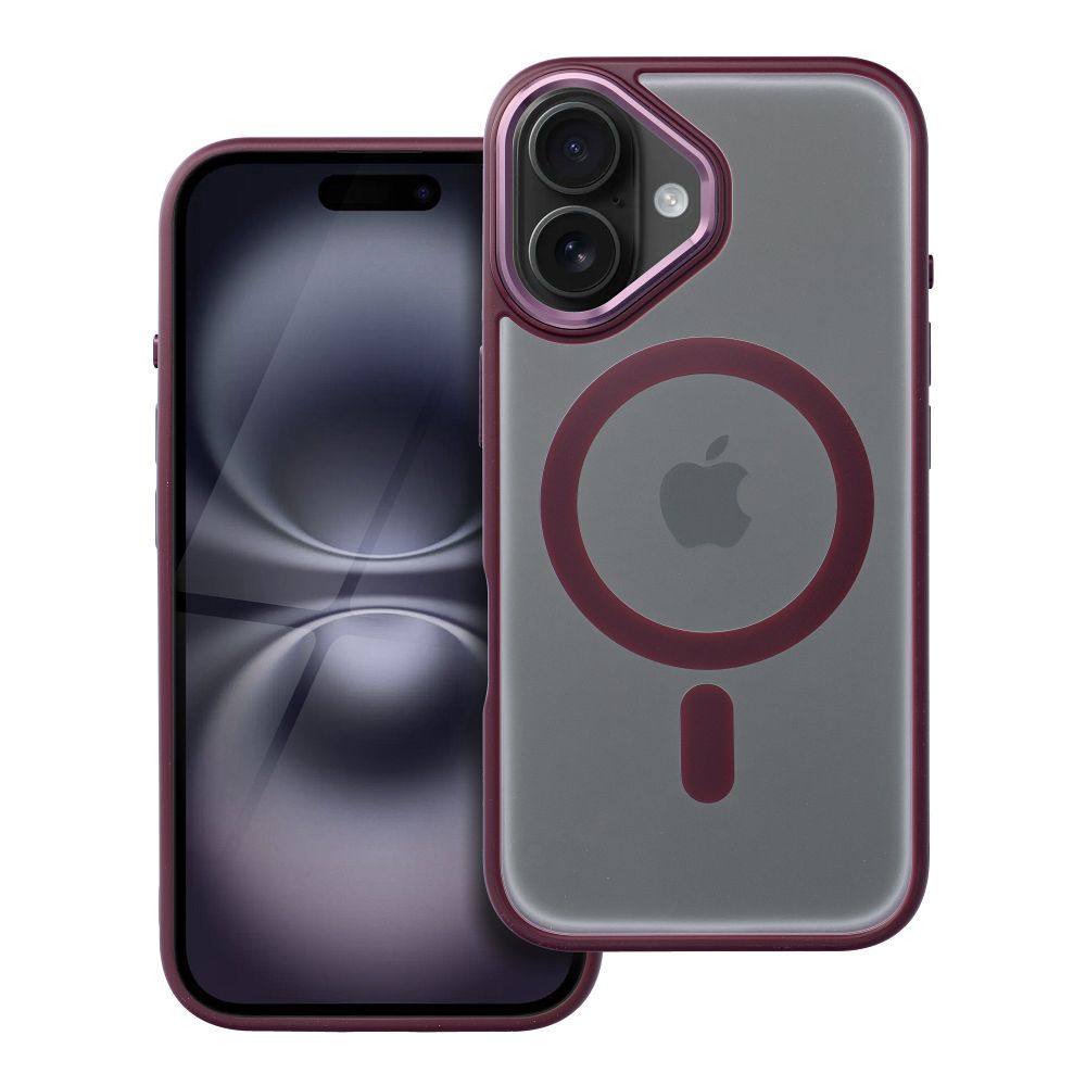 MATTE MAG COVER case compatible with MagSafe for IPHONE 16 plum red