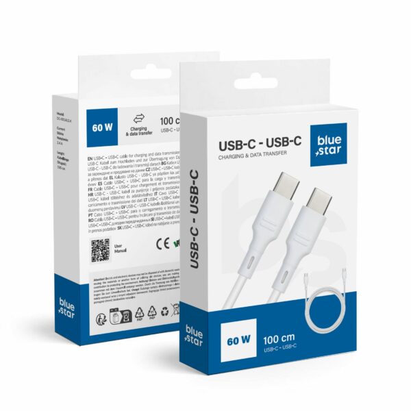 BLUE STAR cable 3A 60W Type C to Type C DC-001CC3.0 1 m white