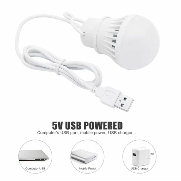 LED bulb to USB A warm white light 200 lm 3W 1 m white