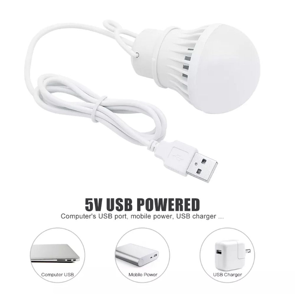 LED bulb to USB A warm white light 200 lm 3W 1 m white