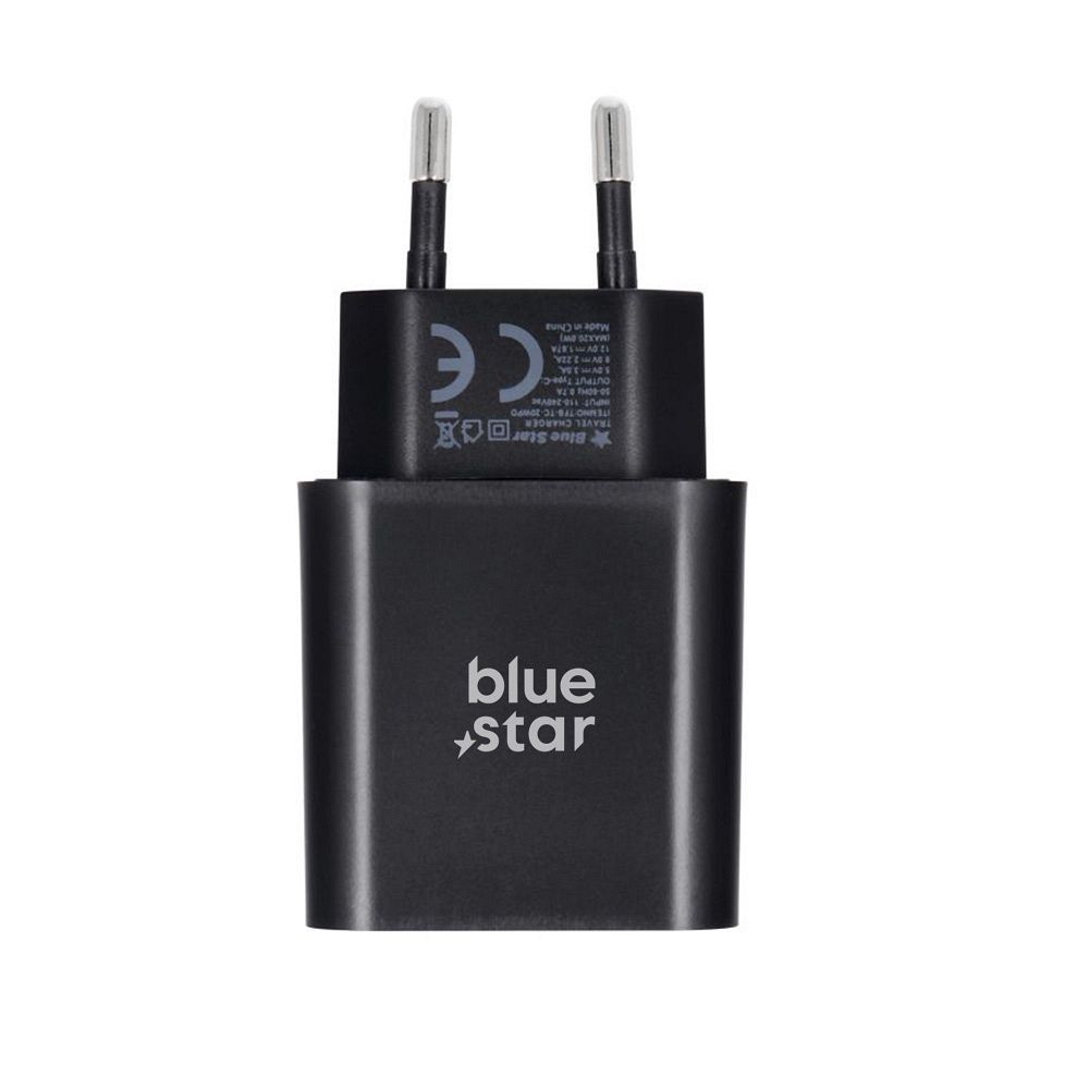 BLUE STAR travel charger Type C + cable Type C to Type C PD QC4.0 3A 25W TFB-TC-25WPD black