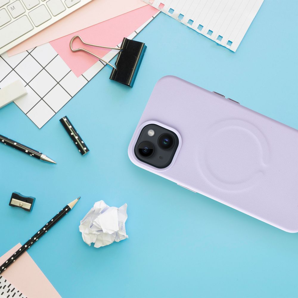 ROAR case LEATHER MAG compatible with MagSafe for IPHONE 15 Plus purple