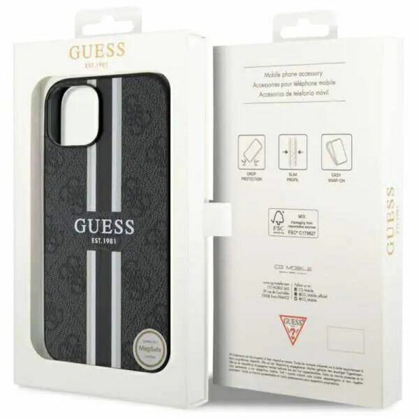 GUESS case for IPHONE 14 compatible with MagSafe GUHMP14SP4RPSK (4G Printed Stripes) black
