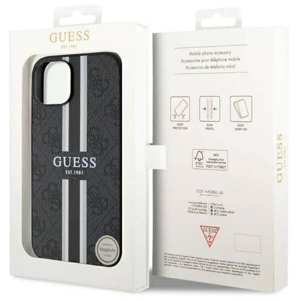 GUESS case for IPHONE 14 compatible with MagSafe GUHMP14SP4RPSK (4G Printed Stripes) black