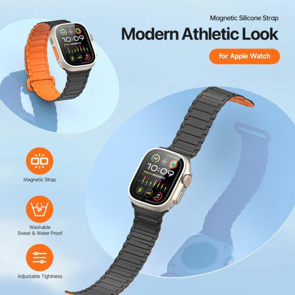 DUX DUCIS strap KJ nylon for Apple Watch 42 / 44 / 45 / 49 mm black/orange