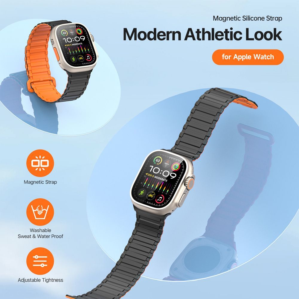 DUX DUCIS strap KJ nylon for Apple Watch 42 / 44 / 45 / 49 mm black/orange