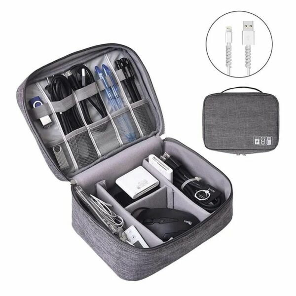 Travel organizer with compartments and handle R-K-1080 gray