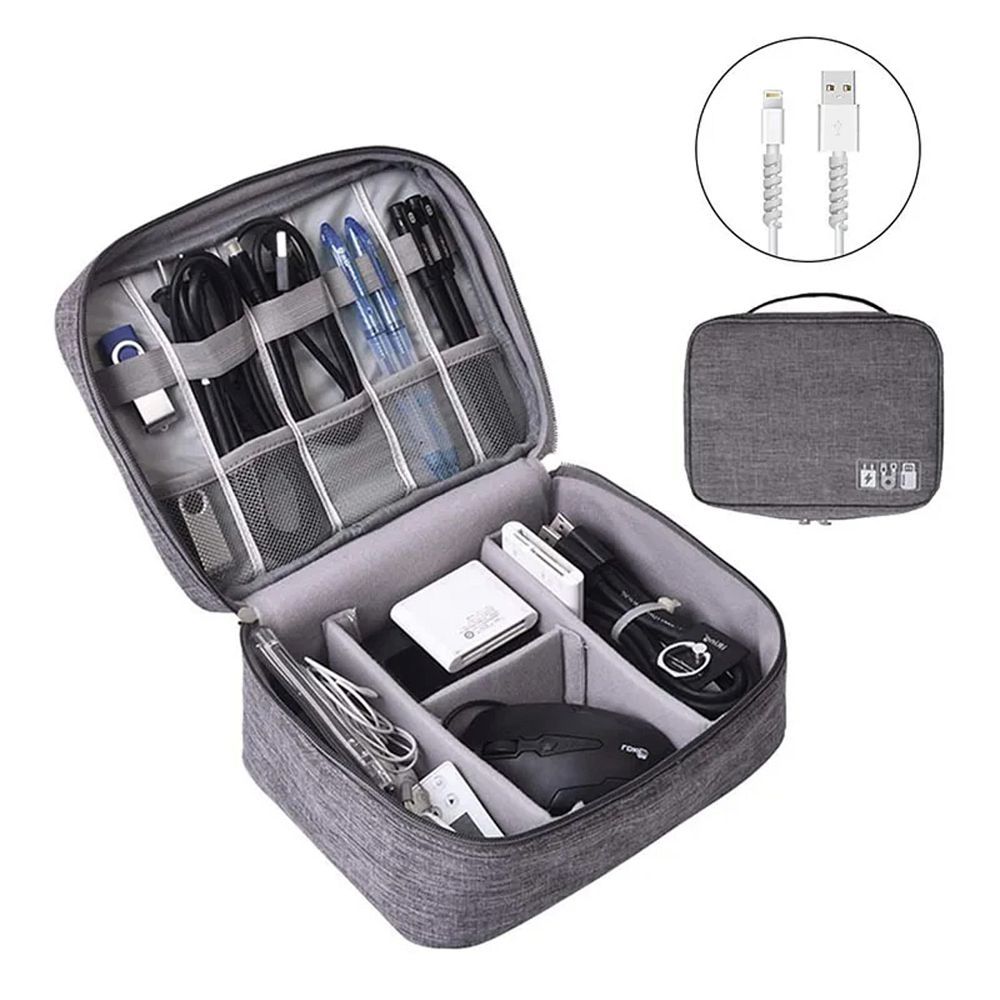 Travel organizer with compartments and handle R-K-1080 gray