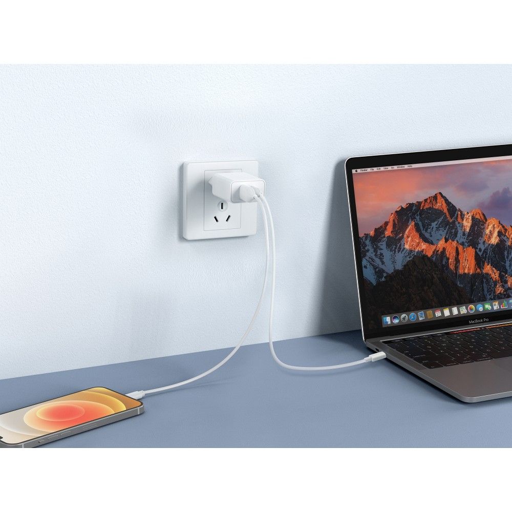 VEGER travel charger USB A + Type C PD QC3.0 3A 30W VLS302U white