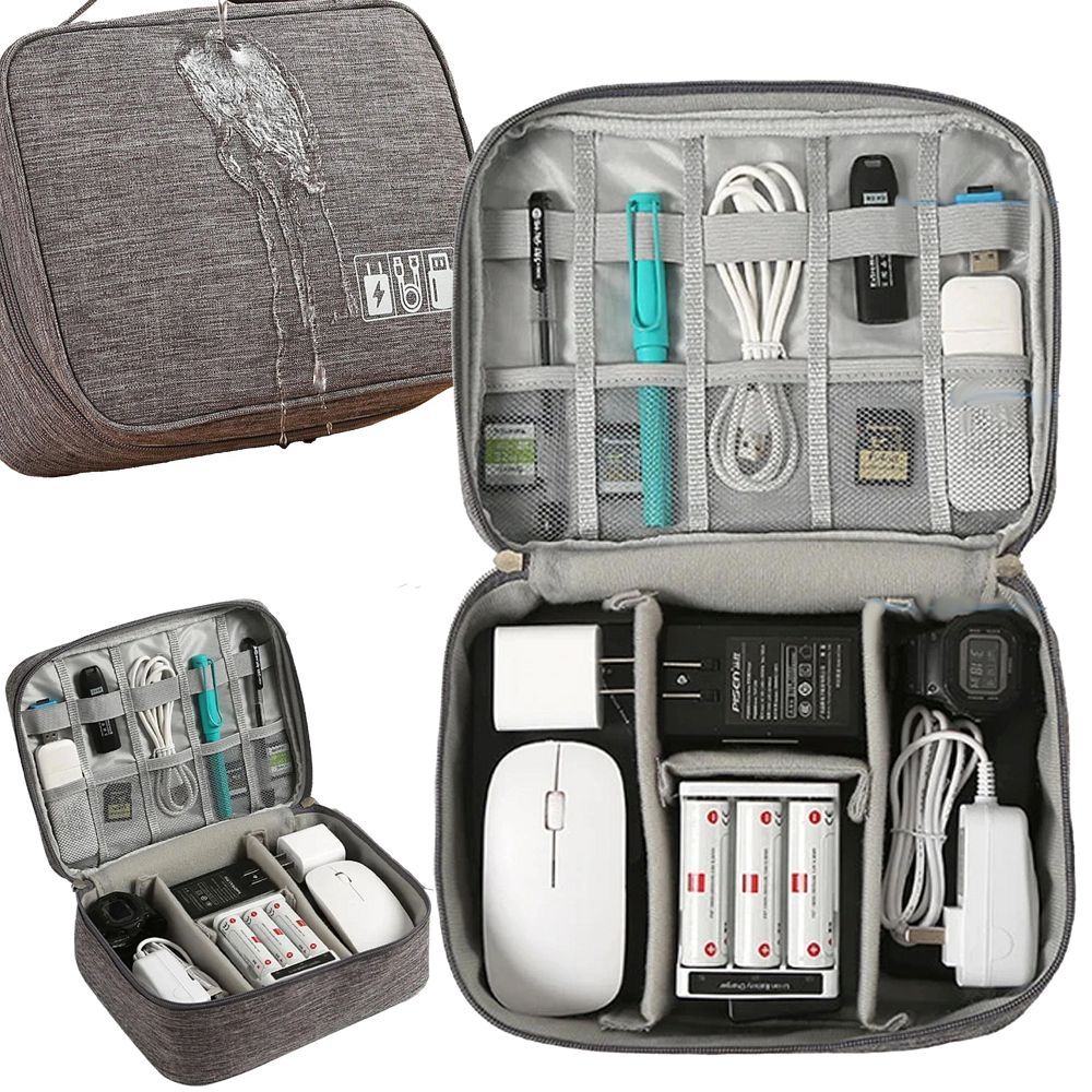 Travel organizer with compartments and handle R-K-1080 gray