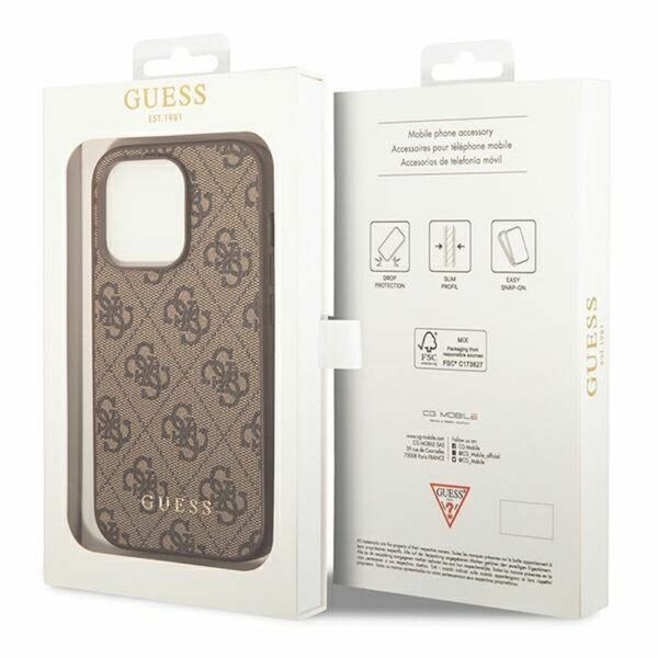 GUESS case for IPHONE 14 Pro Max GUHCP14XG4GFBR (4G Gold Logo) brown