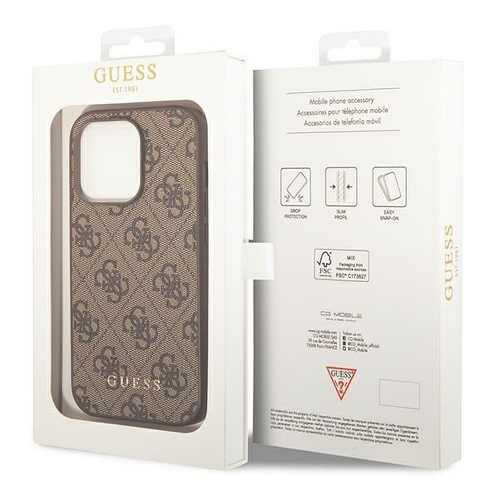 GUESS case for IPHONE 14 Pro Max GUHCP14XG4GFBR (4G Gold Logo) brown