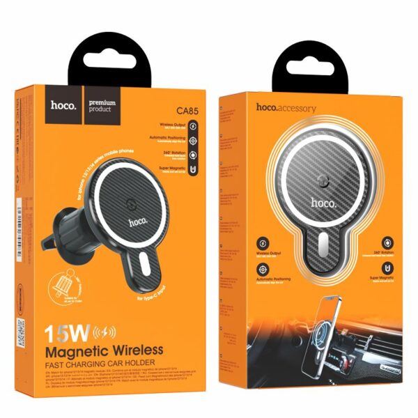 HOCO car holder with wilress charging compatible with MagSafe for air vent 15W CA85 black