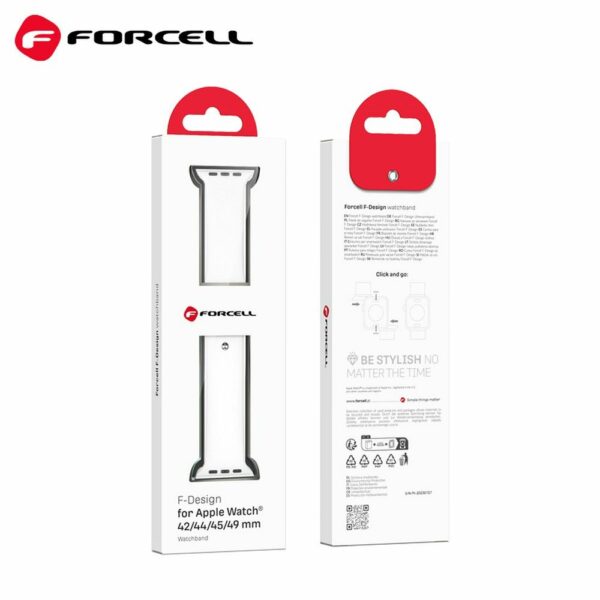 FORCELL F-DESIGN FA01 silicone strap for APPLE Watch 42 / 44 / 45 / 49 mm white