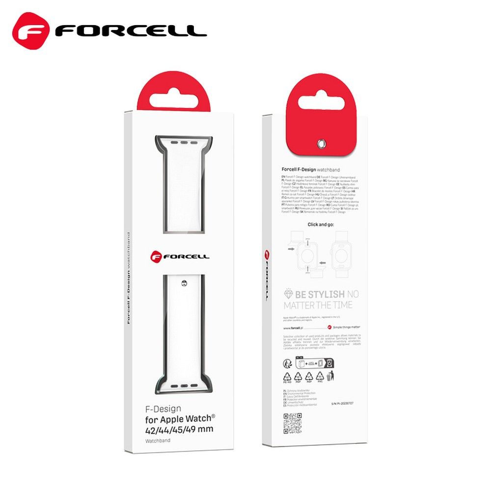 FORCELL F-DESIGN FA01 silicone strap for APPLE Watch 42 / 44 / 45 / 49 mm white