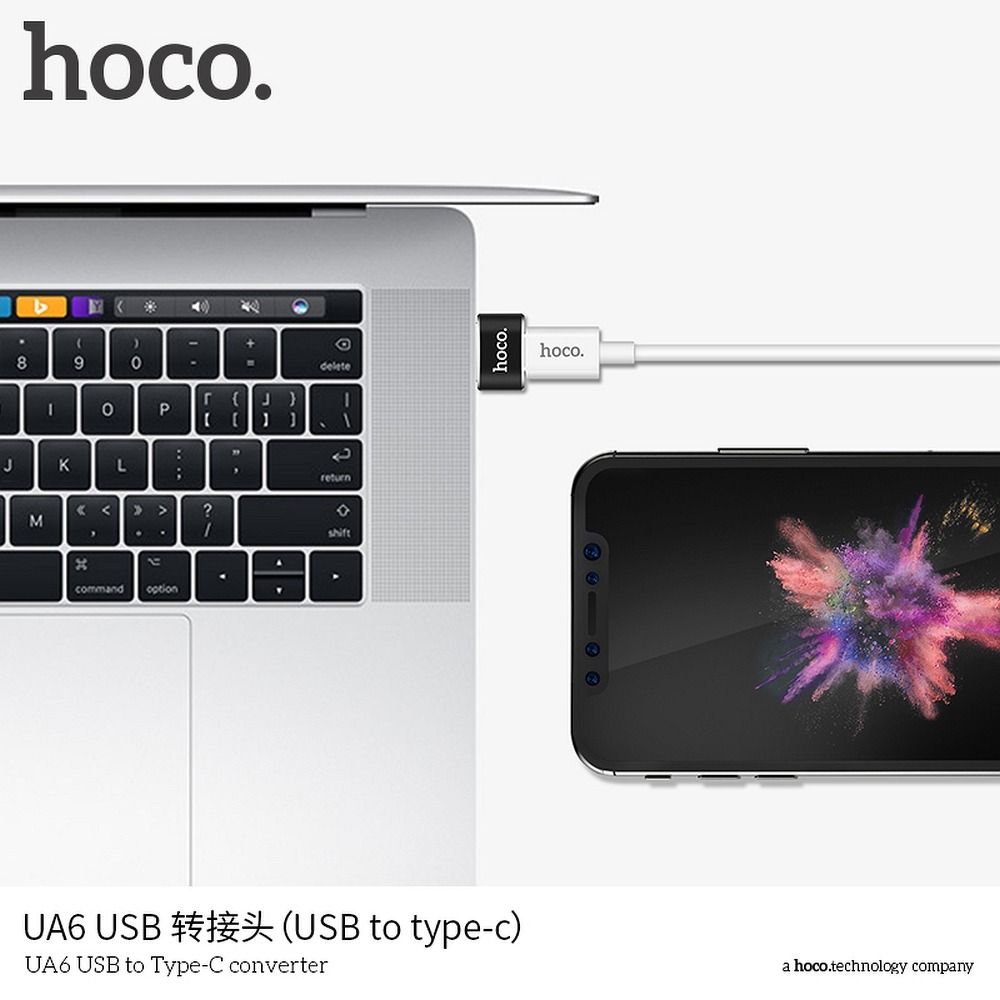 40a64603fad22eb58547383d9f4b4bf8 HOCO adapter OTG USB A (male) to Type C (female) UA6 black