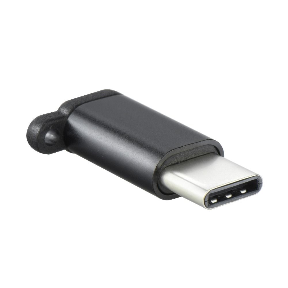 41750f77ce77fd94fc0a4a1fdf6fb392 Adapter Micro USB (female) to Type C (male) keychain black