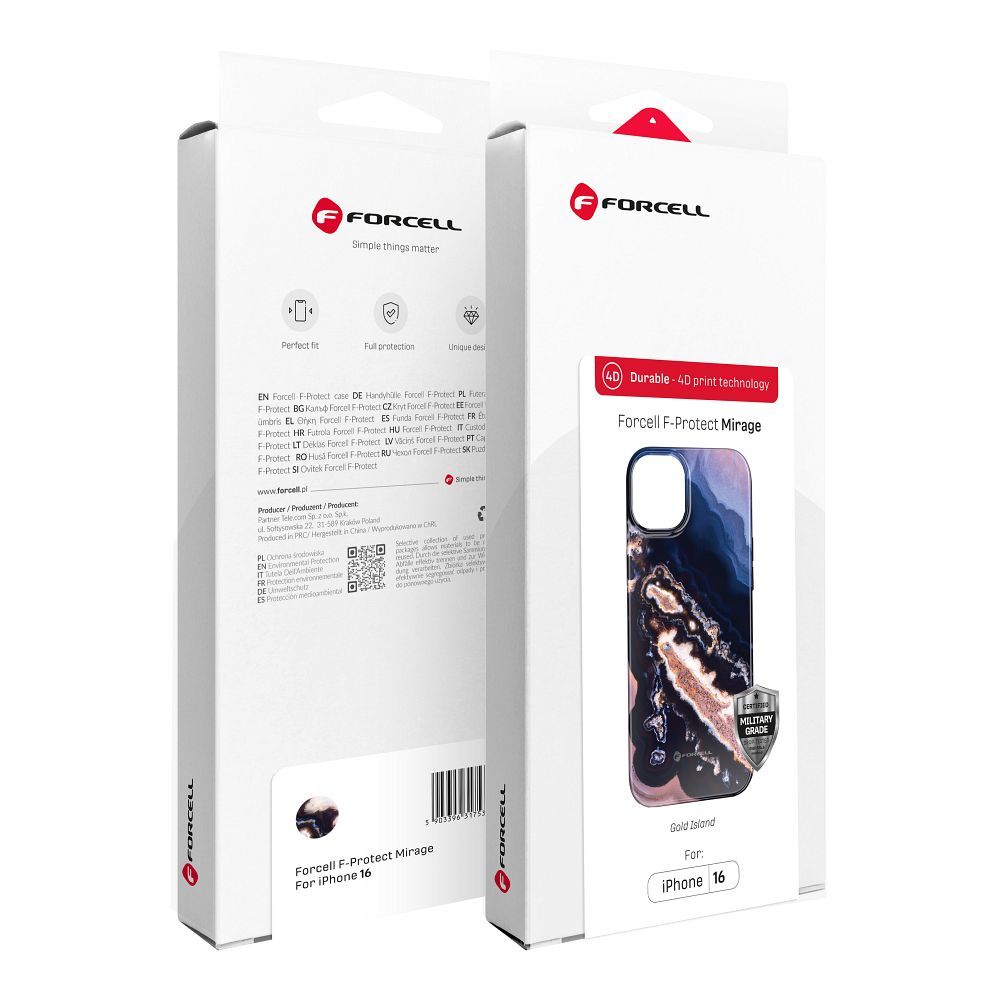 FORCELL F-PROTECT Mirage, Military Drop-Tested case compatible with MagSafe for IPHONE 16 gold island