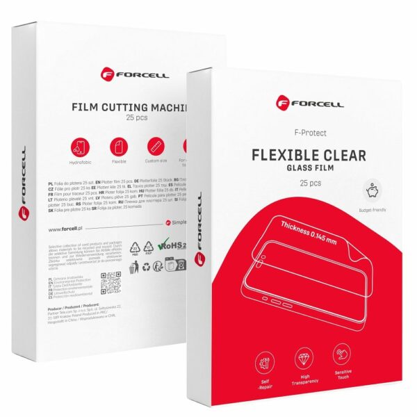 FORCELL F-PROTECT FLEXIBLE CLEAR (TPH) HD transparent film for smart cutting machine 196 x 125 mm (25 pcs/set)