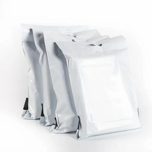 Courier foil bags with handle 400 x 500 mm + 70 mm handle RC091 50 pcs white