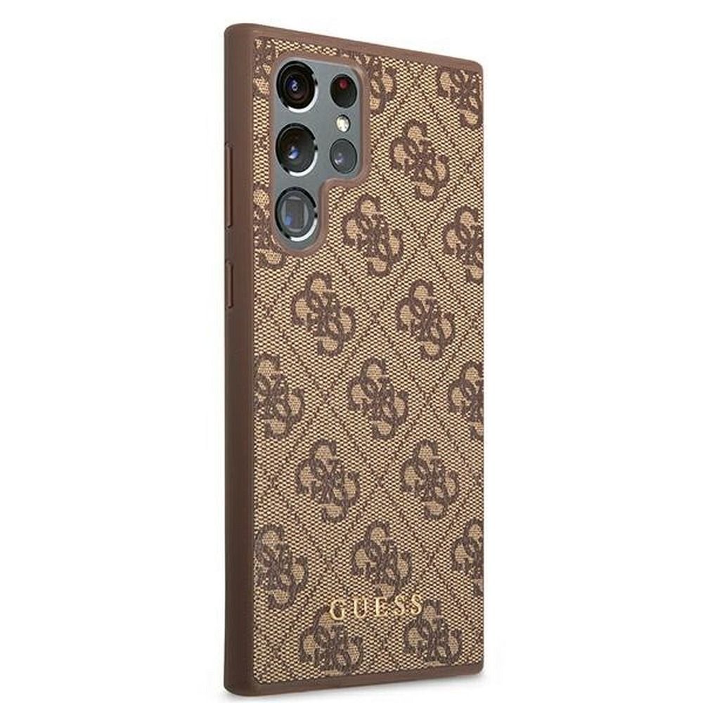 GUESS case for SAMSUNG S22 Ultra GUHCS22LG4GFBR (4G Metal Gold Logo) brown