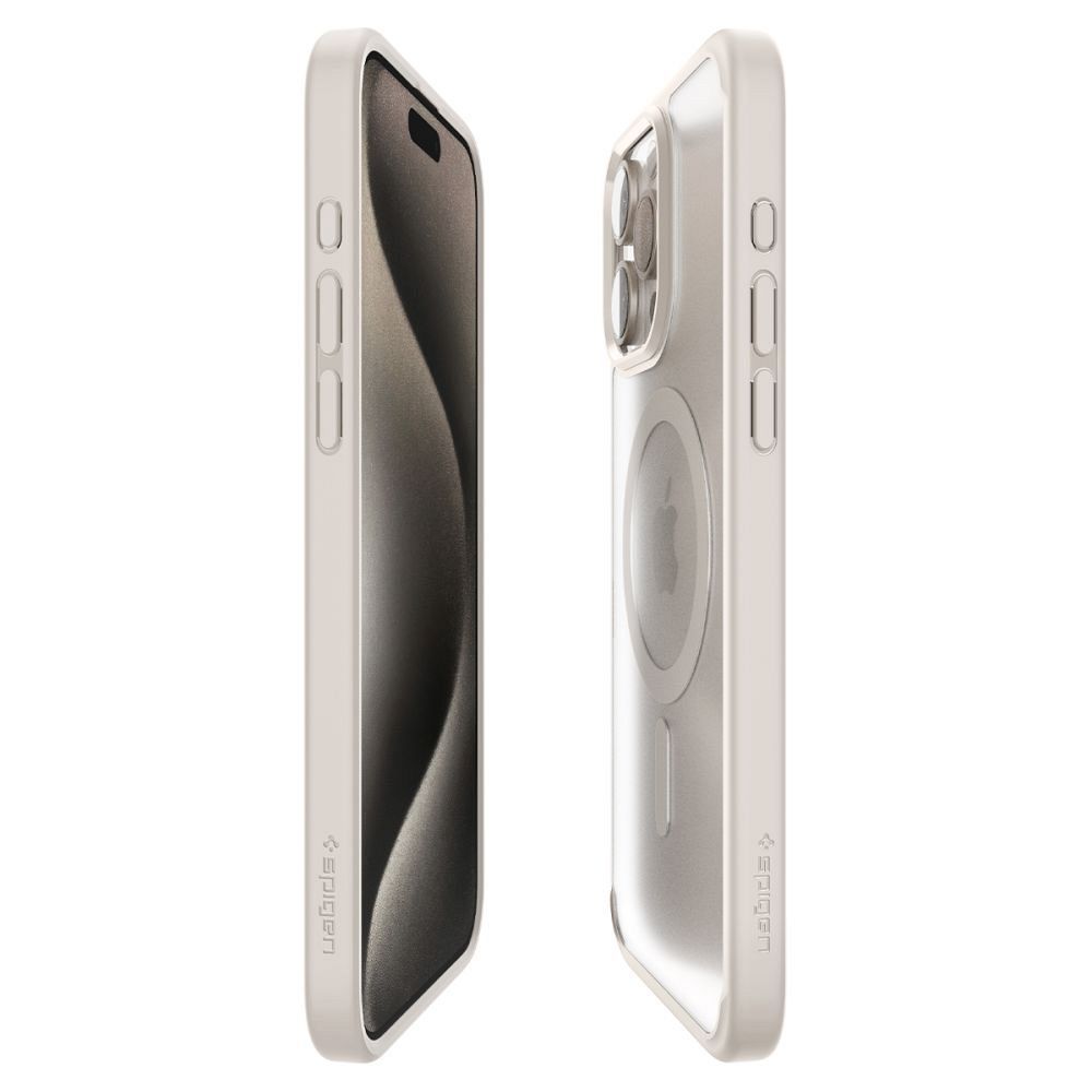 SPIGEN case ULTRA HYBRID MAG compatible with MagSafe for IPHONE 15 Pro frost natural titanium