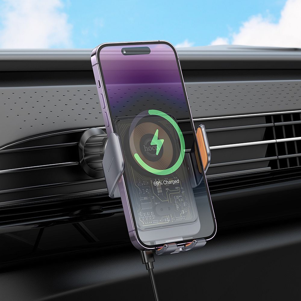 HOCO car holder with wireless charging for air vent 15W HW7 gray
