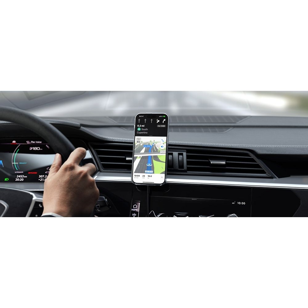 SATECHI magnetic car holder for air vent with wireless chargibg compatible with MagSafe Qi2 15W ST-Q2CCM space gray