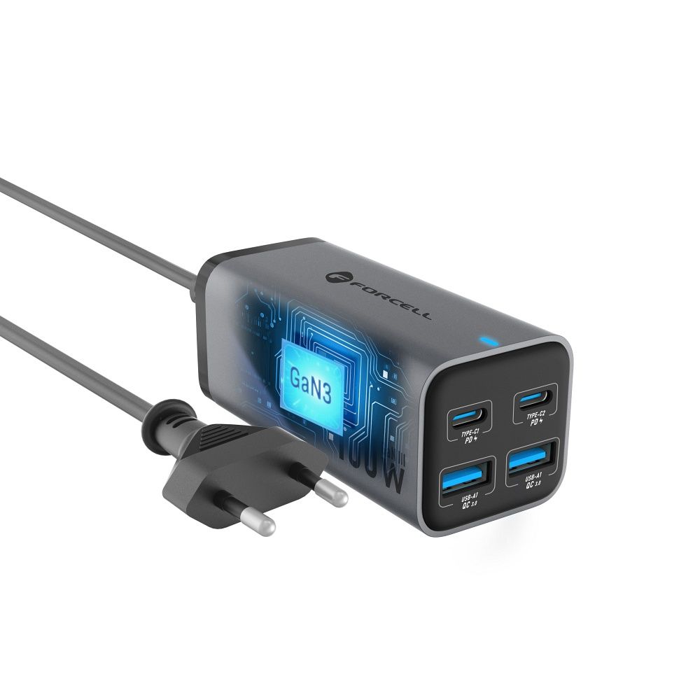 FORCELL F-ENERGY GaN III VT-49 desktop charger 2 x Type C + 2 x USB A PD QC4.0 SFC2.0 5A 100W gray