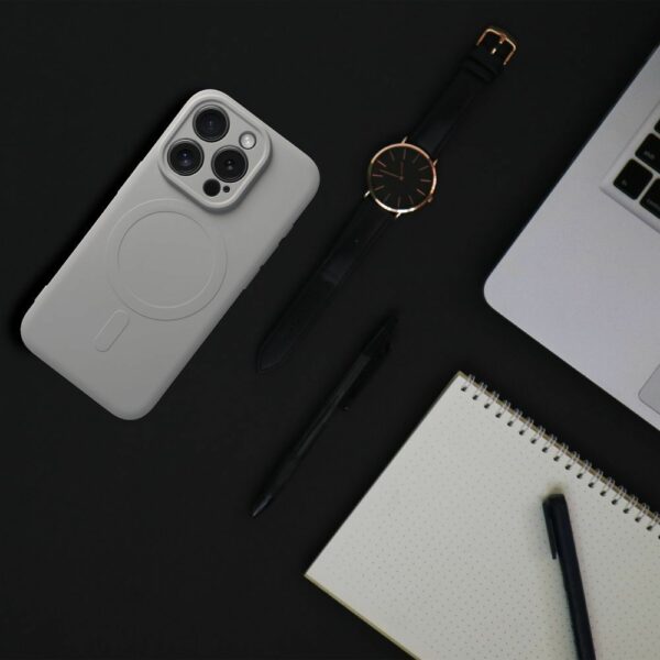 SILICONE MAG COVER case compatible with MagSafe for IPHONE 15 Pro titanium grey
