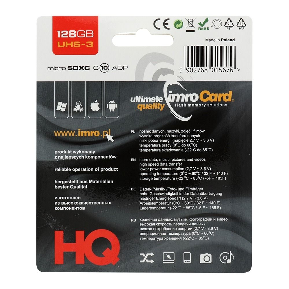 45c093b214f0d04e96d5ce01c19fd6f6 IMRO memory card microSD 128GB 100MB/s class10 UHS 3 4K with adapter SD