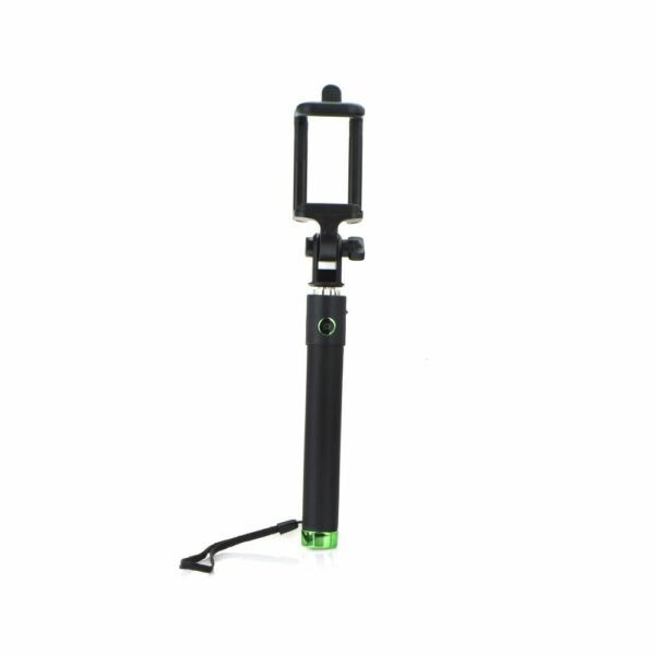 Selfie stick with remote control in handle (cable Jack 3,5 mm) green