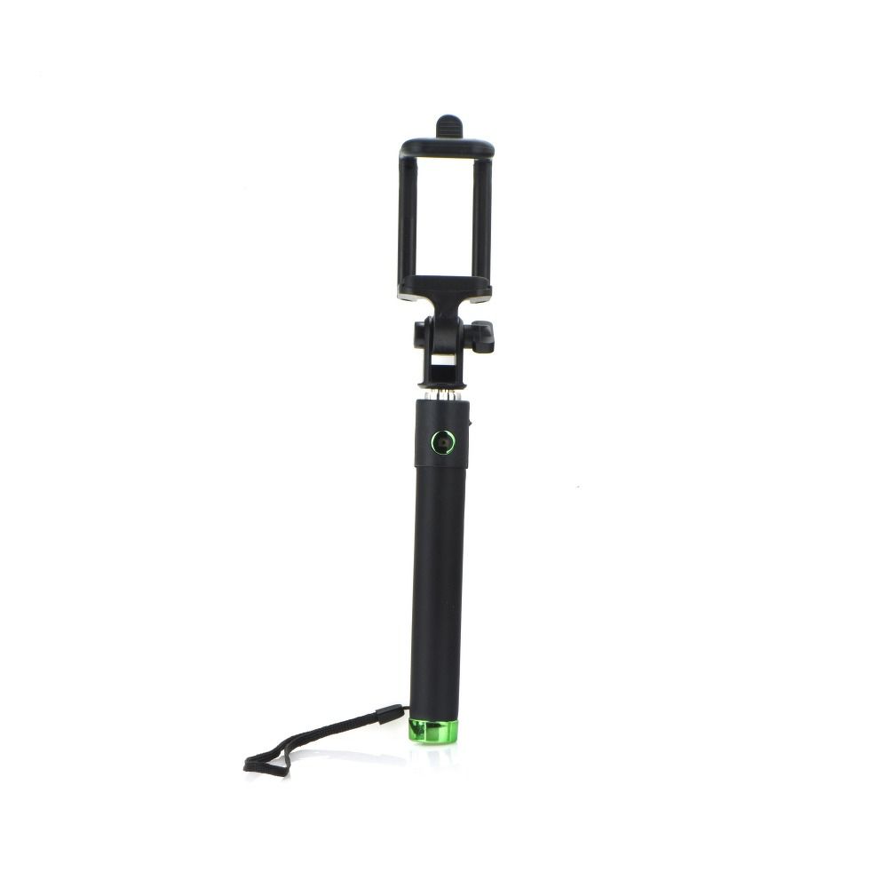 Selfie stick with remote control in handle (cable Jack 3,5 mm) green