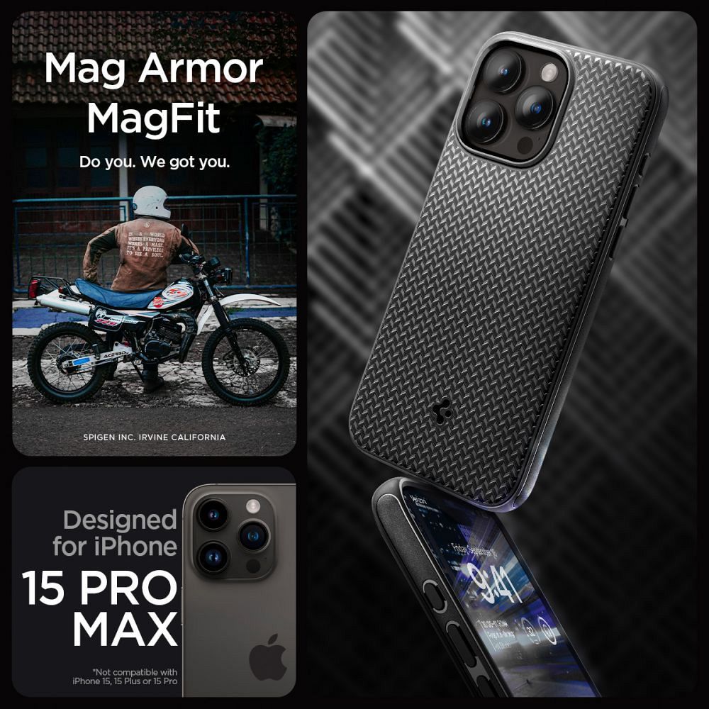 SPIGEN case MAG ARMOR compatible with MagSafe for IPHONE 15 Pro Max matte black