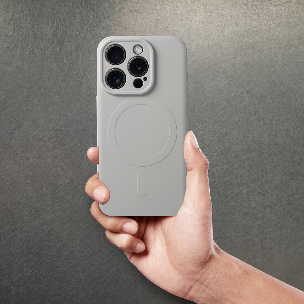SILICONE MAG COVER case compatible with MagSafe for IPHONE 15 Pro Max grey titanium