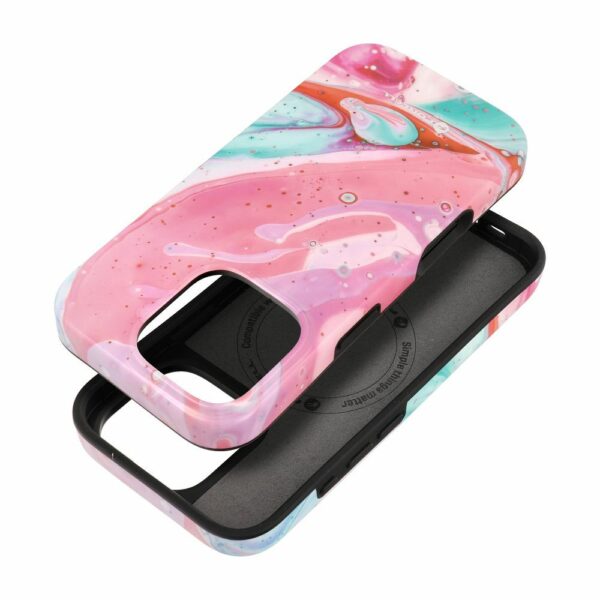 FORCELL F-PROTECT Mirage, Military Drop-Tested case compatible with MagSafe for IPHONE 15 pink marble