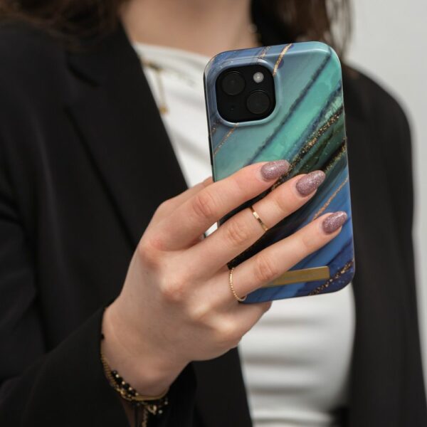 FORCELL F-PROTECT Mirage case compatible with MagSafe for IPHONE 15 Pro Max jade marble