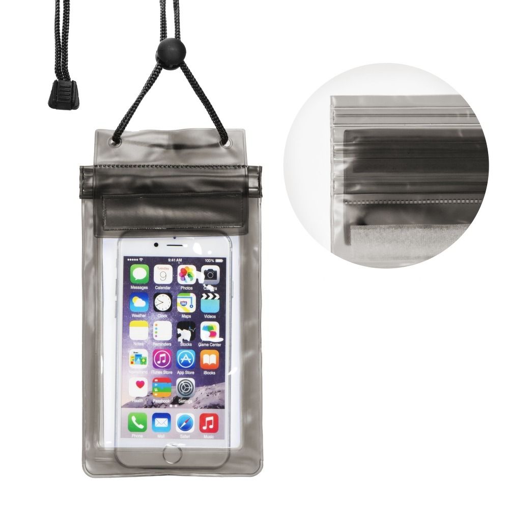 47271d389cdf0bcb0f4b5e30ba457c34 Waterproof bag for mobile phone with zipper closing black
