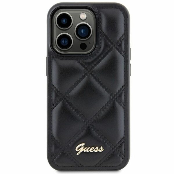 GUESS case for IPHONE 15 Pro Max GUHCP15XPSQSQSK (Quilted Metal Logo) black