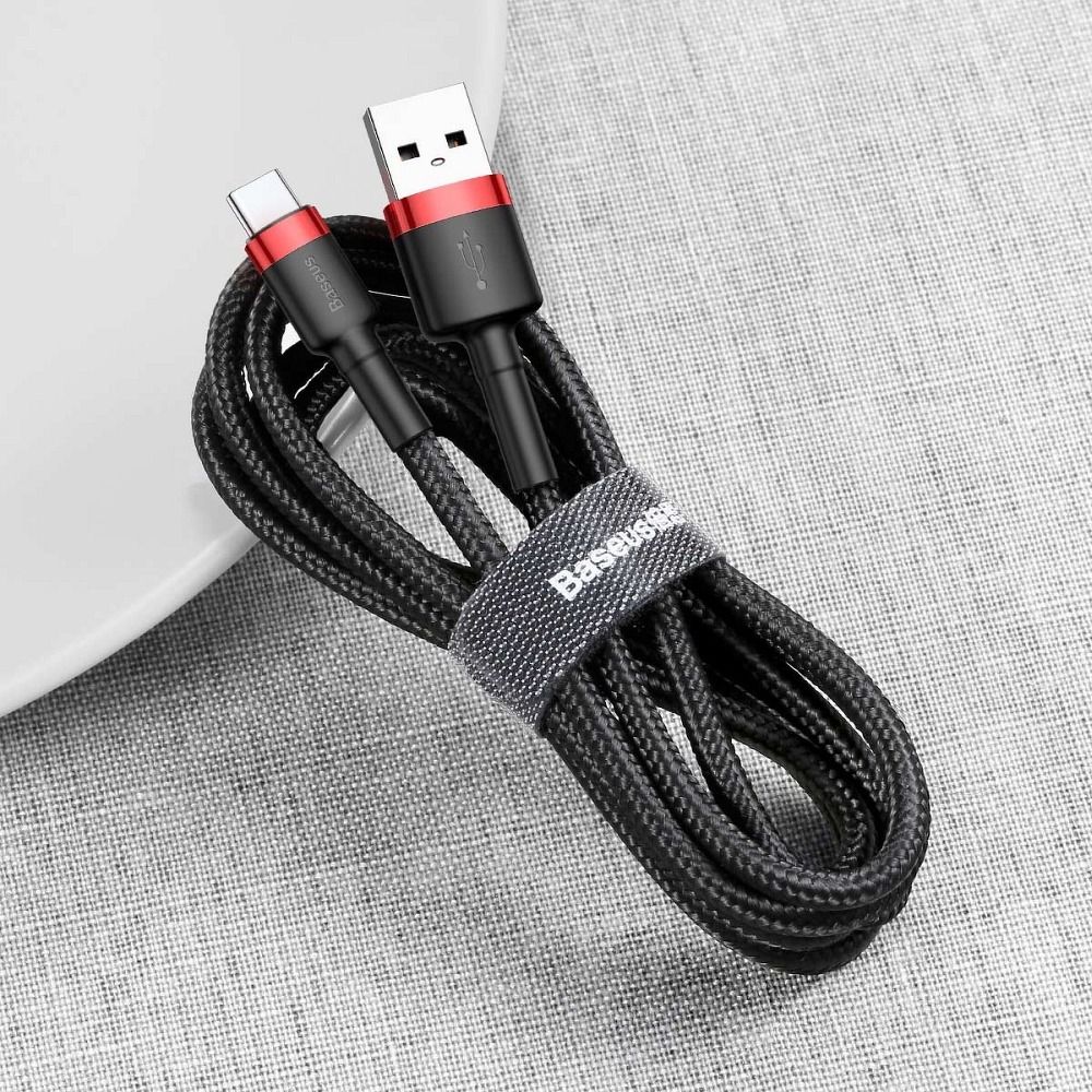 4808a77fdca4801092ae9d9b76e31c5a BASEUS cable USB Cafule to Type C 3A CATKLF-B91 1m 1 metr Red-Black
