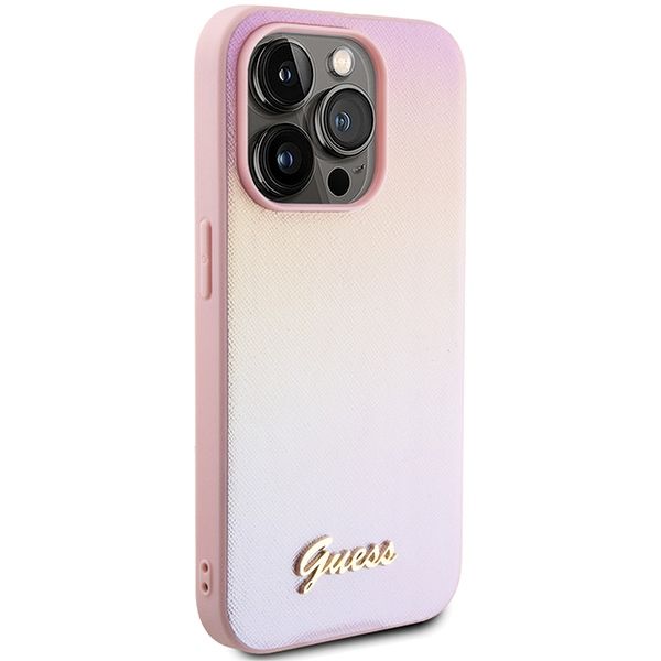 GUESS case for IPHONE 15 Pro GUHCP15LPSAIRSP (Saffiano Iridescent Script) pink