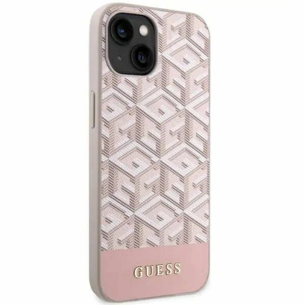 GUESS case for IPHONE 14 compatible with MagSafe GUHMP14SHGCFSEP (GCUBE Stripes) pink