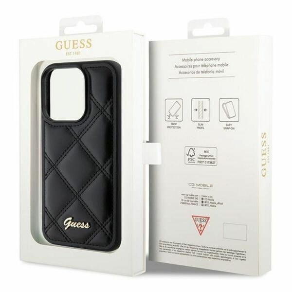 GUESS case for IPHONE 15 Pro Max GUHCP15XPSQSQSK (Quilted Metal Logo) black