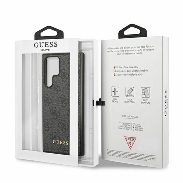 GUESS case for SAMSUNG S22 Ultra GUHCS22LG4GFGR (4G Metal Gold Logo) grey