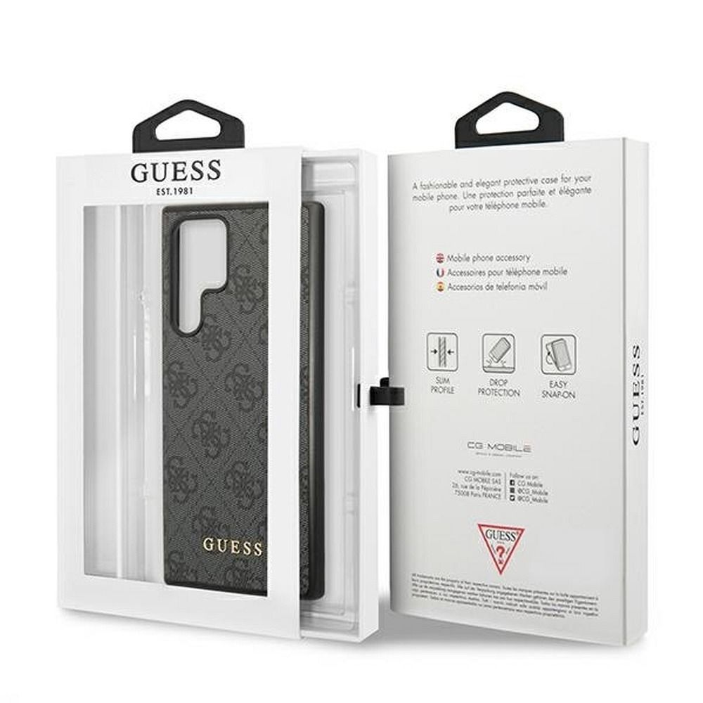 GUESS case for SAMSUNG S22 Ultra GUHCS22LG4GFGR (4G Metal Gold Logo) grey